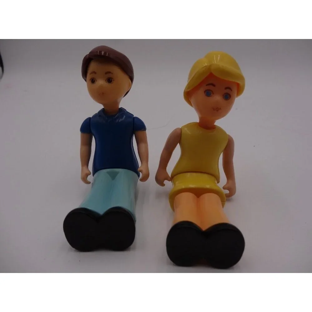Little Tikes Dollhouse Girl Mother Yellow dress Blonde Hair and  Boy Brother Dad